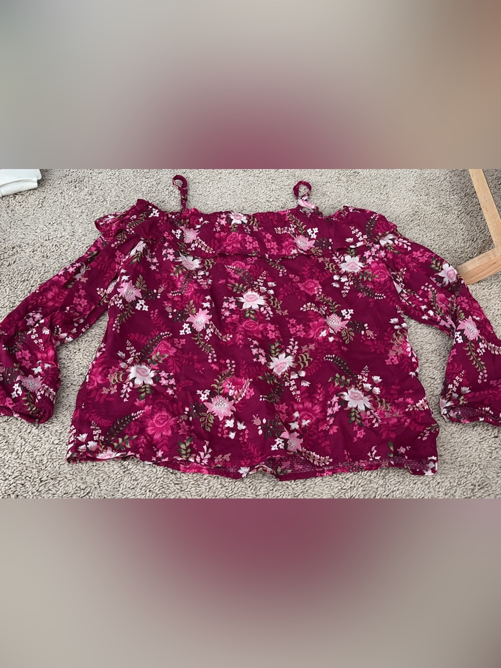 The Children's Place Burgundy Floral Off-Shoulder Tunic Top